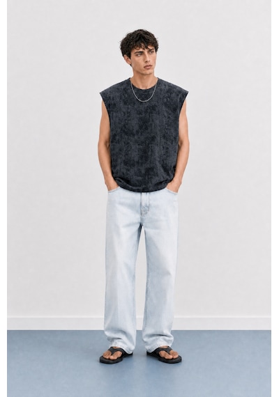 Respire Erkek Yıkamalı Tank Top Atlet Siyah
