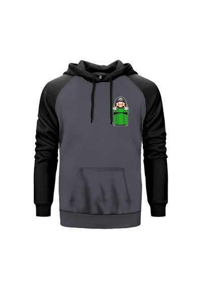 Super Mario Pocket Kırmızı Renk Reglan Kol Sweatshirt