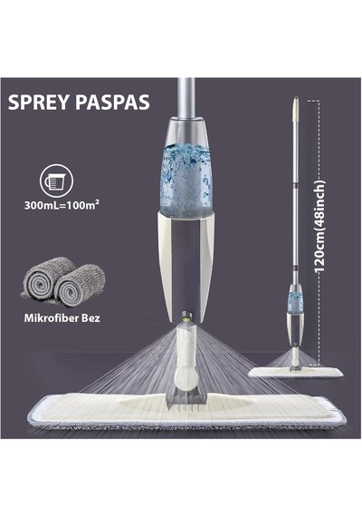 Hymark Sprey Mop Su Deterjan Hazneli 360 Derece Dönen Mikrofiber Bez Temizlik Seti