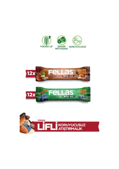 Meyve Bar 40 G Süper İkili Kutu - 24 Adet Karışık Kuruyemişli X 12 + Yaban Mersinli X 12