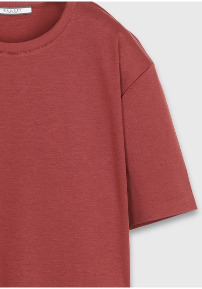 Ramsey Kiremit Düz Pamuk Karışımlı T-shirt