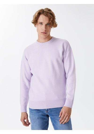Oversize Fit Erkek Kazak Lila