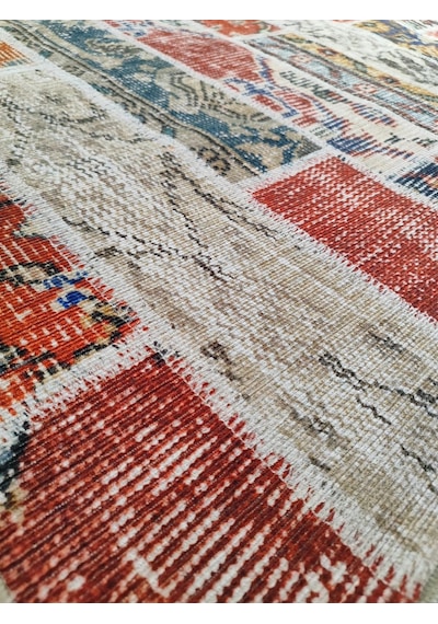 Çam Halı Siesta Patchwork 32-457 Etnik Eskitme Desenli Dokuma Tabanlı Yıkanabilir Şönil Salon Ve Oda Halısı Multi 24