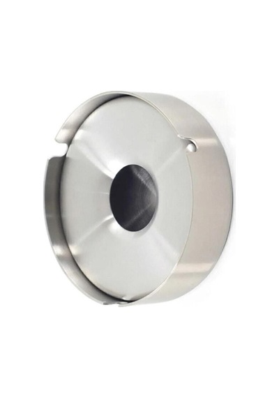 Skoçlu Küllük Orta Boy Kapaklı Yuvarlak Paslanmaz Çelik - 8 Cm Çapında Metal Bej Yuvarlak