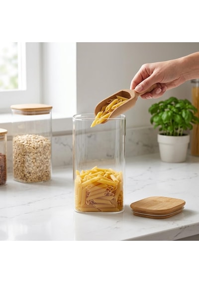 Dikdörtgen Bambu Kapaklı Kavanoz 1300 Ml, Şeffaf Kuru Gıda Saklama Kabı, Makarna Pirinç Bakliyat Kahve Kuruyemiş Ve Granola İçin Mutfak Düzenleyici Kavanoz, 12 X 8 X 20 Cm Çok Renkli Dikdörtgen Bambu Kapaklı Kavanoz 1300 Ml, Şeffaf Kuru Gıda Saklama Kabı, Makarna Pirinç Bakliyat Kahve Kuruyemiş Ve Granola İçin Mutfak Düzenleyici Kavanoz, 12 X 8 X 20 Cm Çok Renkli
