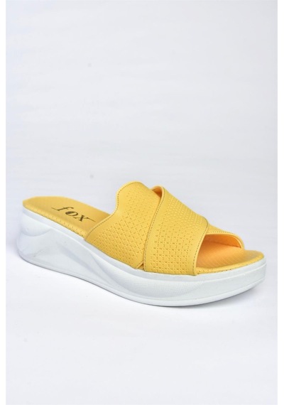 Fox Shoes P713030609 Sarı Kalın Tabanlı Günlük Kadın Terlik