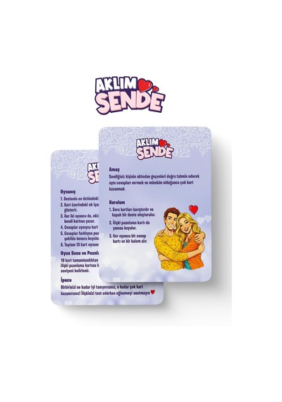 Aklım Sende, Çiftler İçin Eğlenceli Kart Oyunu, 2 Kişilik Aşk Ve Uyum Testi Kart Oyunu Kutu Oyu