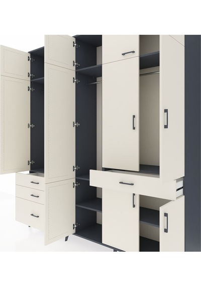 Hyperion Dolap 8 Raflı 4 Çekmeceli 3 Askılı 220x44x243 Antrasit-aytaşı/aytaşı Çok Renkli Hyperion Dolap 8 Raflı 4 Çekmeceli 3 Askılı 220x44x243 Antrasit-aytaşı/aytaşı Çok Renkli