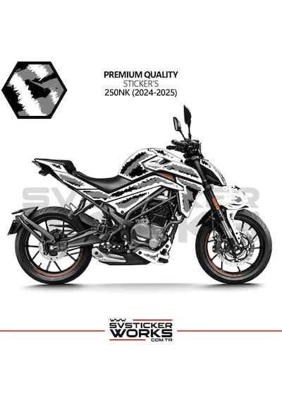 Cfmoto Nk250 Kaplama Sticker Air Brush Motor Kaplama Modeli Hazır Kit 2024-2025 Model Uyumlu Gri