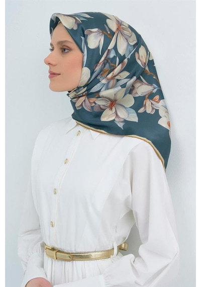 Armine İpek Eşarp 2026 Yaz - 9524-83 Koyu Mavi Twill