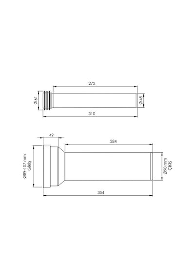 Boden Ø90x350 Ve Ø45x310 Mm Gömme Rezervuar Kada Seti