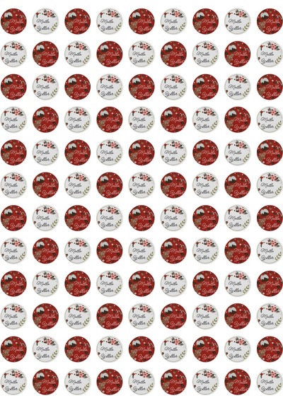 Yılbaşı Temalı Mutlu Yıllar Sticker Seti, Yeni Yıl Hediye Paketle Çok Renkli
