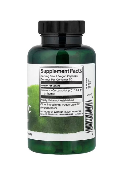 Swanson Vitamins Full Turmeric & Curcumin Antioxidants 720 Mg 100 Vegan Caps