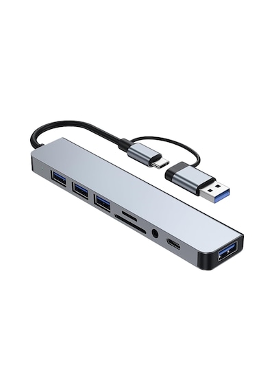 Lexroo Usb C Hub 8'i 1 Arada Usb Hub 3.0 Multiport Adaptörü, Tf/sd Kart Okuyucu
