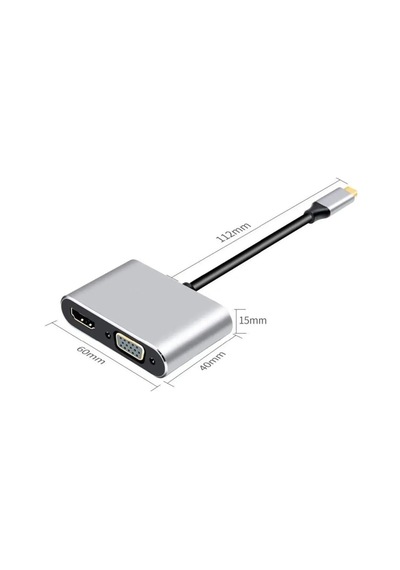 Apple Uyumlu MacBook Pro Air iPad Pro Air iPhone 15 16 Type C Hdmi Vga Usb 3.0 4in1 Çevirici Dönüştürücü Adaptör