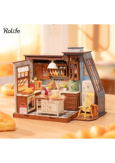 Rolife Dg172 Mutfak Odası Baking Kitchen Dıy Minyatür Maket Model Seti Mini Dollhouse 3d Model Kit Detaylı Dekoratif Hobi Seti 3d Puzzle Tiny House
