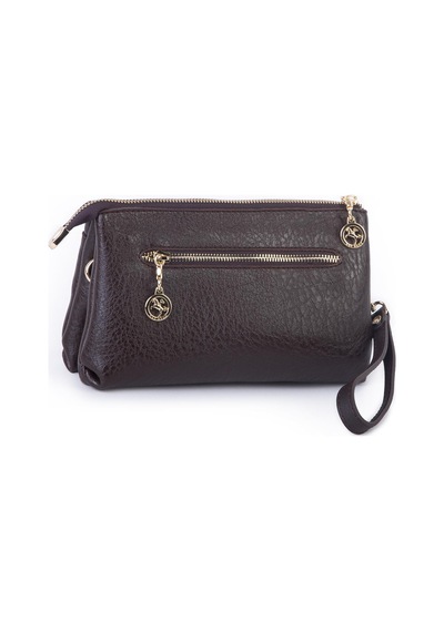 Nas Bag Kadın Çapraz Ve Clutch Çanta Bilek Ve Çapraz Askılı 24x15 Cm Kahve Victoria
