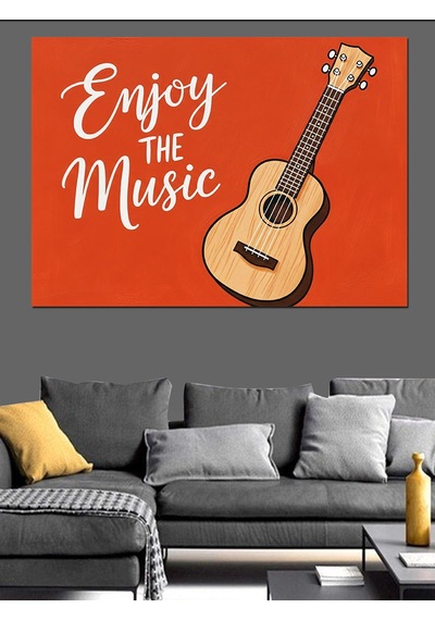 "enjoy The Music" Gitar Dekoratif Kanvas - Mdf Ahşap Tablo