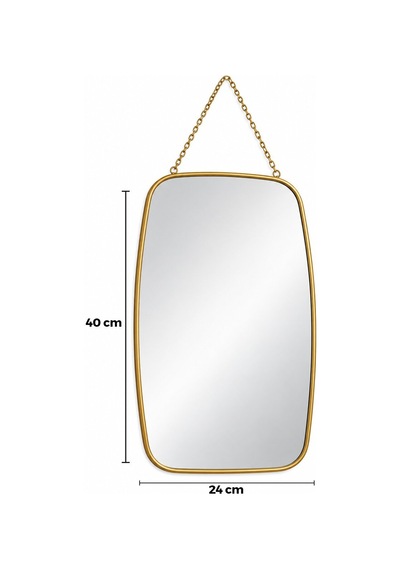 İbico Dekoratif Duvar Aynası Gold Çerçeveli İp Askılı 24x40 Cm- 18'li Paket