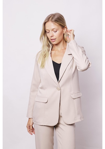 Kadın Yakalı Cep Kapaklı Uzun Kol Hafif Likralı Kumaş Oversize Blazer Ceket Pantolonu Jument 40075 -taş Taş Kadın Yakalı Cep Kapaklı Uzun Kol Hafif Likralı Kumaş Oversize Blazer Ceket Pantolonu Jument 40075 -taş Taş