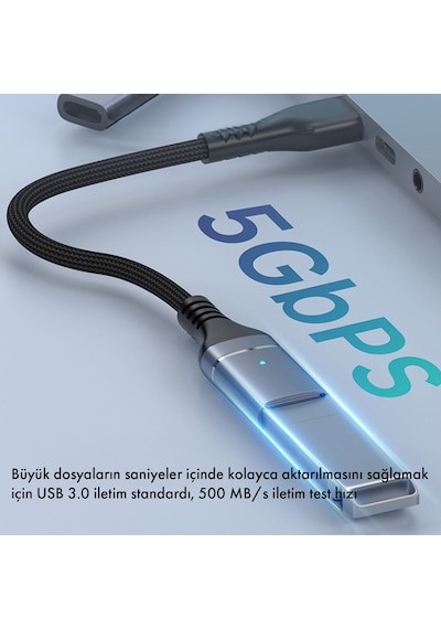 Microcase 2'si 1 Arada Type-c Lightning To Usb 3.0 Otg Kablo - Apple iOS Ve Android Uyumlu Dönüştürücü-al5823 Siyah