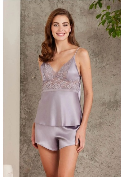 Pierre Cardin 7015 Kadın Dantelli Saten 4'lü Set-royal