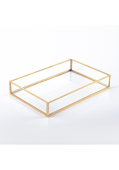 Cam Tepsi Pirinç & Gold 30x20x5cm
