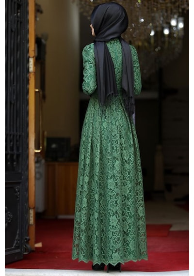 İbrahim Burak Etiler Collection Ahunisa Henna Abiye Haki 5646