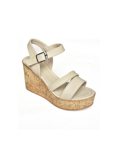 Fox Shoes S996061209 Bej Dolgu Topuklu Kadın Ayakkabı Bej