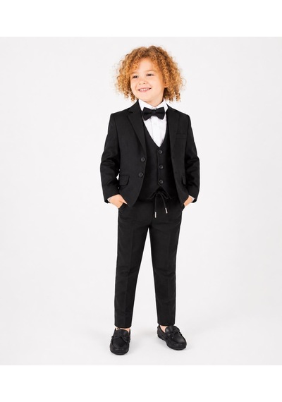 Erkek Çocuk Damatlık 4 Parça Siyah Blazer Ceket & Gömlek & Pantalon & Papyon Şık Takım Elbise 5428- Erkek Çocuk Damatlık 4 Parça Siyah Blazer Ceket & Gömlek & Pantalon & Papyon Şık Takım Elbise 5428-