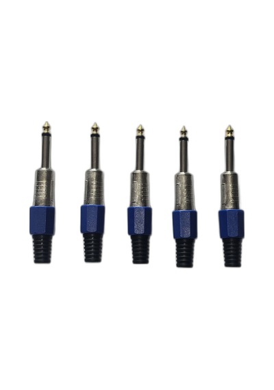 5 Adet 6.35 Mm Mono Çivi Jak Seti - Altın Uçlu Profesyonel Gitar Ve Amfi Konnektör