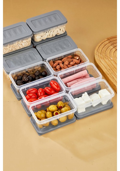 Multi Box 12 Li Set Saklama Kabı Seti - Dondurucu & Mikrodalga Uyumlu Gri