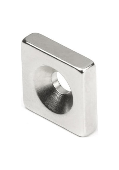 15X15X4X5 Vida Atılabilir Köşeli Havşa Delikli Neodyum Mıknatıs N11.2594