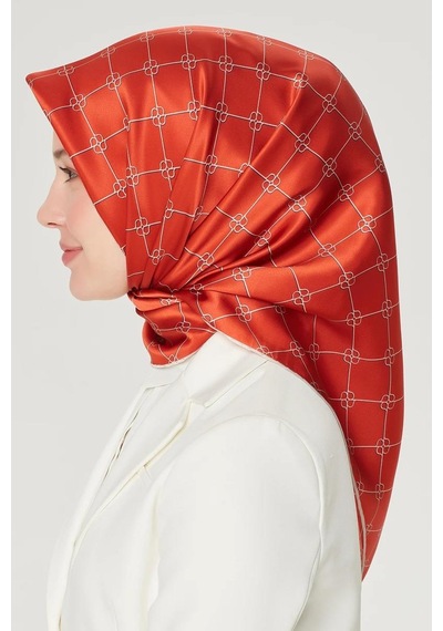 Armine İpek Eşarp Nostalji - 8555-18 Kiremit Twill Kiremit