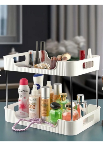Miapdella 2 Katlı Banyo Mutfak Ofis Ve Makyaj Düzenleyici Çok Amaçlı Masa Organizer Plastik Beyaz T Diğer