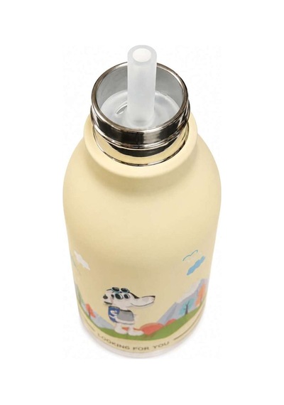 Koı Bej Köpek 500 Ml Paslanmaz Çelik-pipetli Çocuk Termosu Ve Suluk Bej Bej