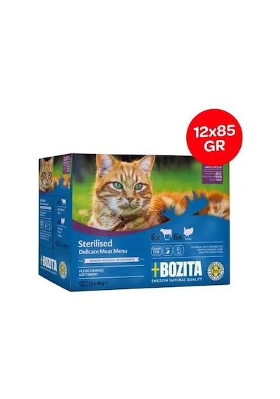 Bozita Kısırlaştırılmış Jöle İçinde Yaş Kedi Maması Multibox 12x85 Gr