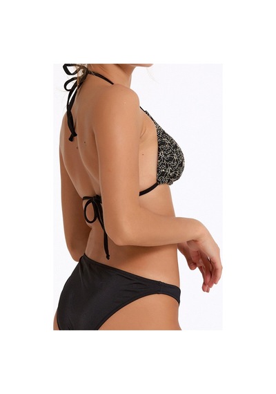 Argento Kadın Siyah Push-up Dolgulu Kaplı Boyundan Bağlamalı Üçgen Bikini Takımı Siyah