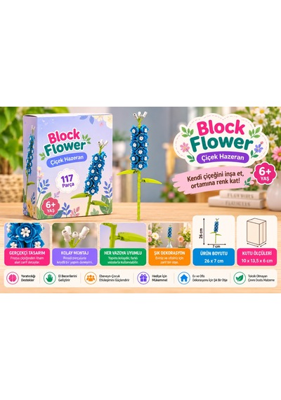 Building Block Flower 117 Parça Çiçek Hazeran Nhr Oyuncak