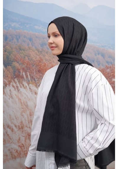 Armanda 70 X 190 Cotton Monogram Desen Şal - Ar 3098 03048 - 70 X 190 / Siyah