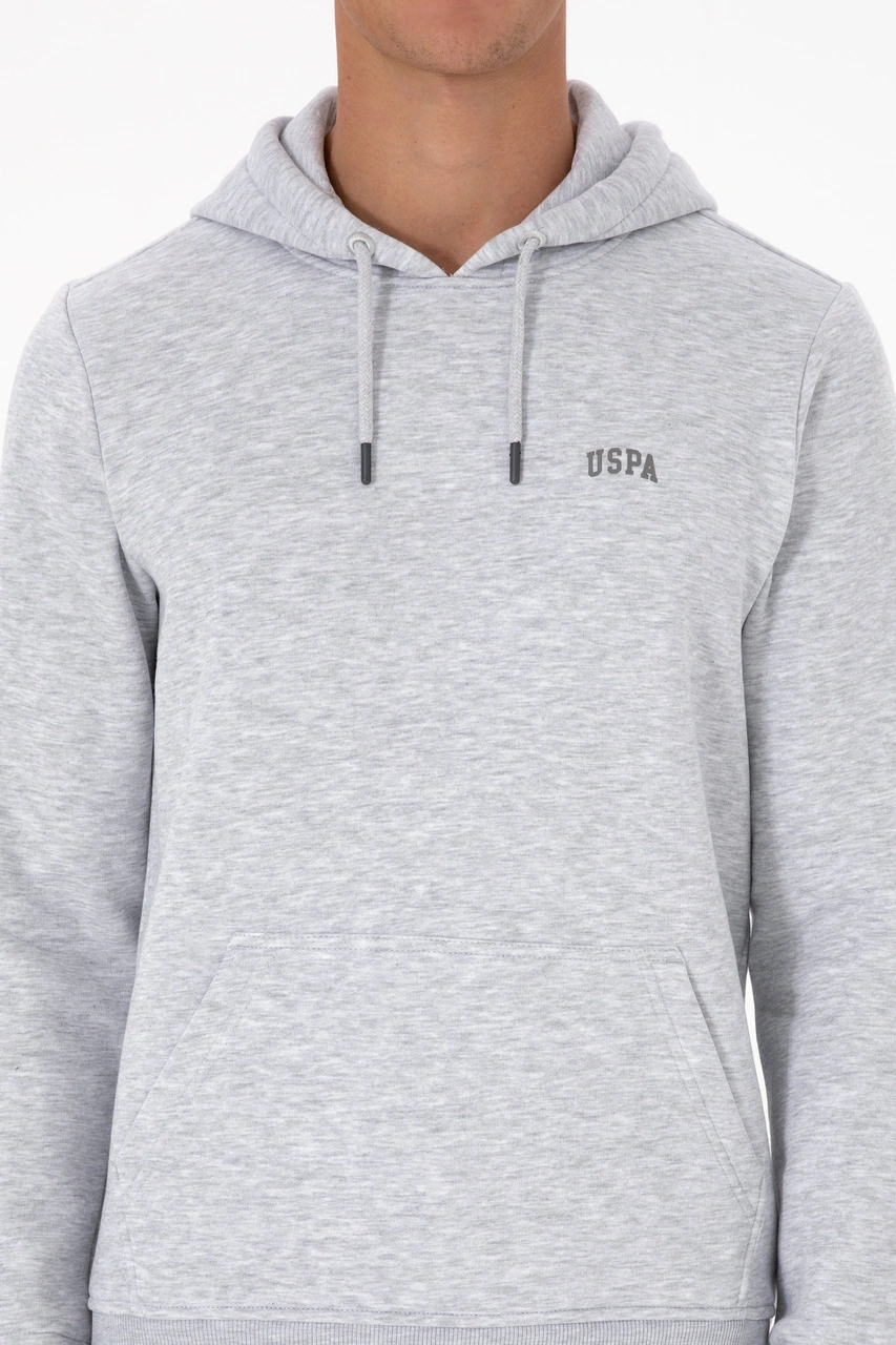 U.S. Polo Assn. Erkek Regular Fit Kapüşonlu Şardonlu Açık Gri Basic Sweatshirt 50315582-VR001