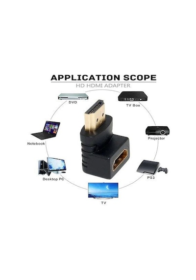 HDMI Dirsek 90 Derece Adaptörü HDMI ERKEK DİŞİ - HDMI L Çevirici