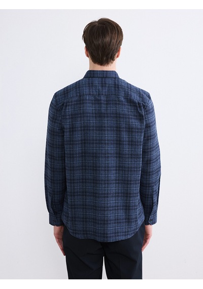 Lcwaıkıkı Classic Mavi Regular Fit Yün Karışımlı Gabardin Erkek Ekose Gömlek