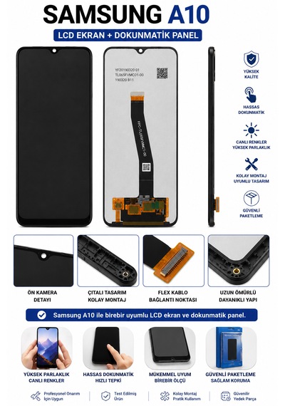 Samsung Uyumlu A10 Lcd Ekran Dokunmatik Siyah