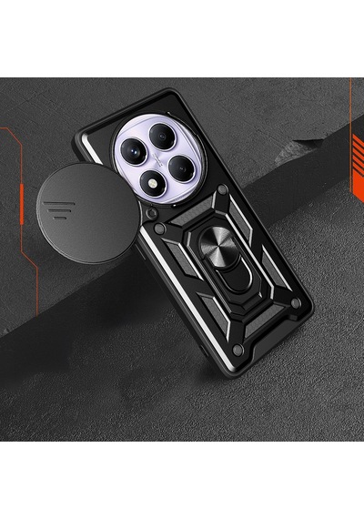 Xiaomi Redmi Note 14 Pro 4g Kılıf Sürgülü Kamera Koruyucu Manyetik Standlı Tank Koruma Celikaksesuar Mavi