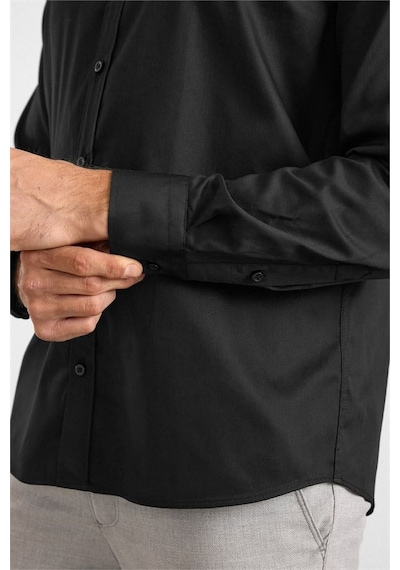 Süvari Siyah Slim Klasik Yaka Düz Casual Gömlek Sgm1008400019-s09
