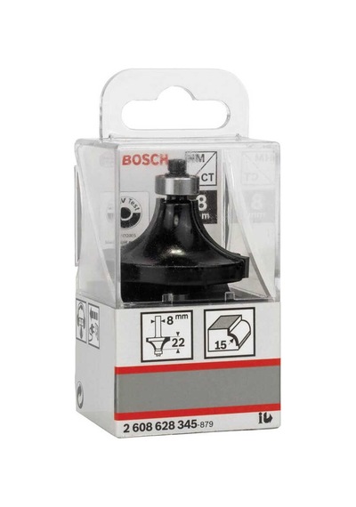 Bosch Standard Seri Ahşap İçin Çift Oluklu, Sert Metal Bilya Yataklı Yuvarlama Frezesi 8*15*66 mm-2608628345