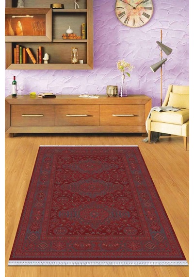 Bordo Yöresel Dokuma Pamuk Tabanlı Kaymaz Kilim Klm323