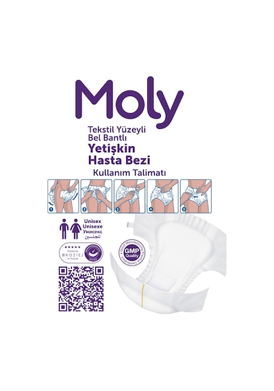 Moly Bel Bantlı Hasta Bezi 7 Damla XL 30'lu