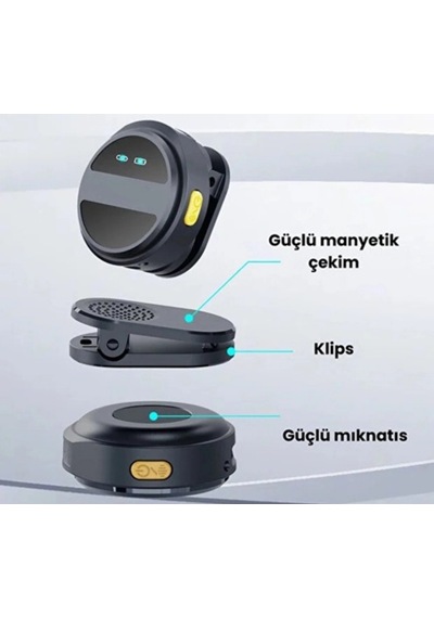 Exenar - Siyah - Kablosuz İkili Yaka Mikrofonu Type C Canlı Yayın Video Mikrofonu Dijital Ekranlı 2.4ghz Type-c